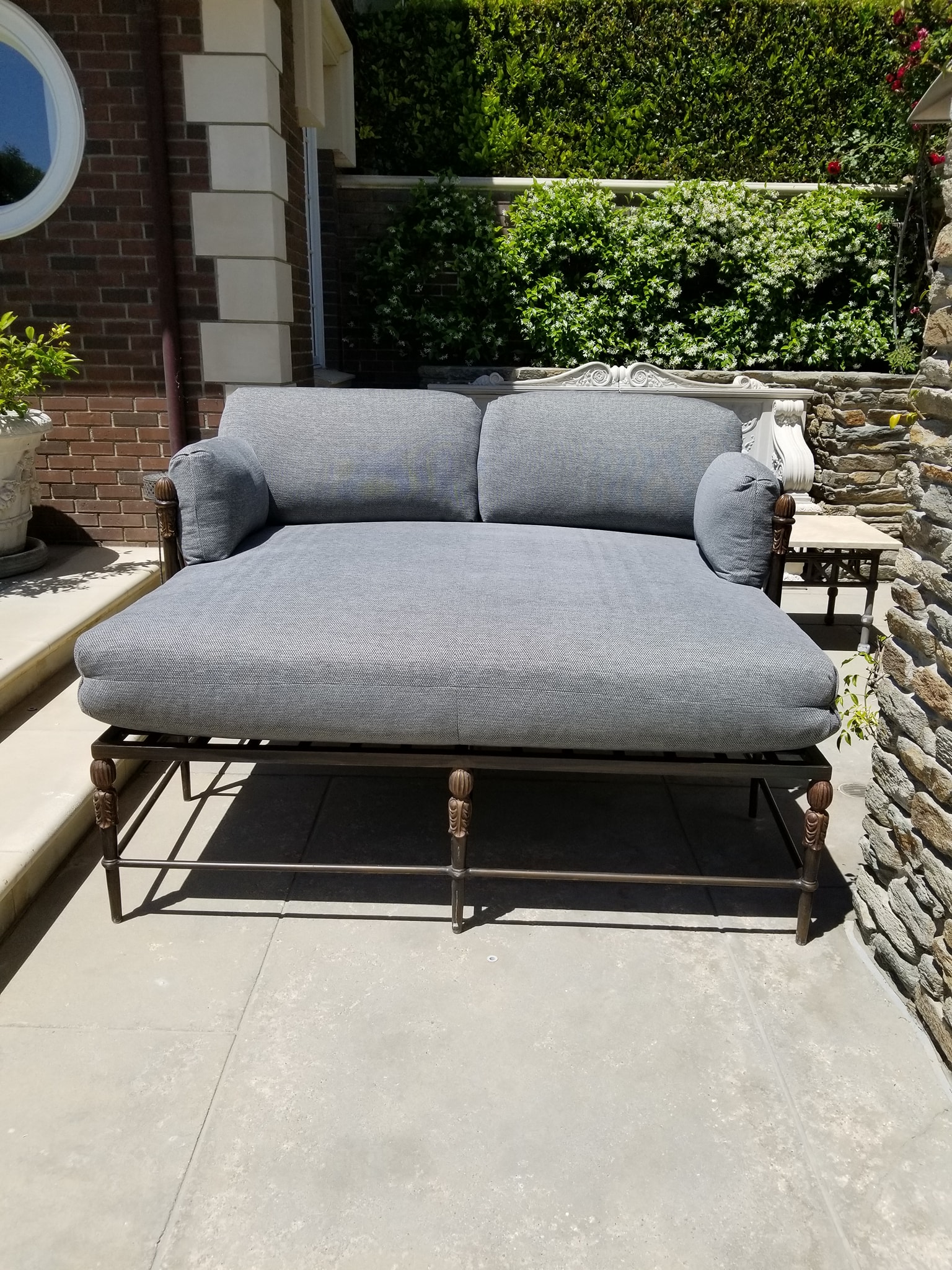 Outdoor Cushions - Gray outdoor upholstered daybed